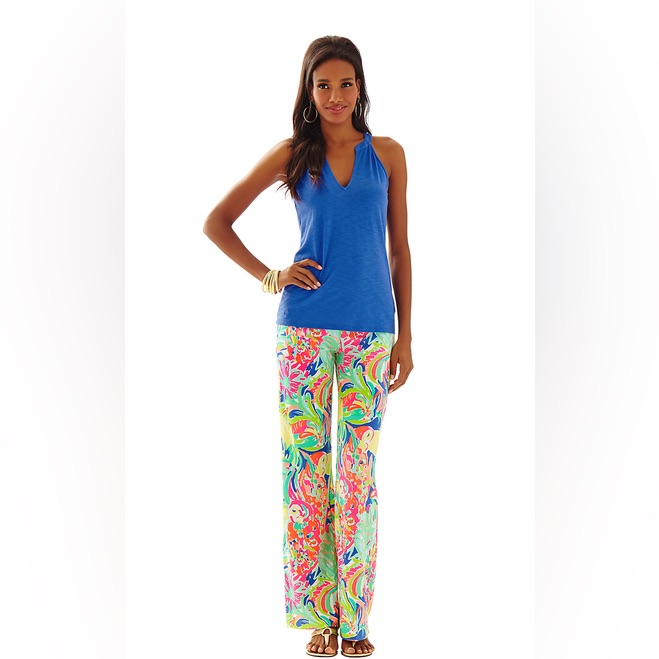 Lilly Pulitzer Multi-Color Tropical Print Wide Leg Pants
